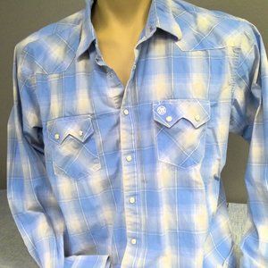 Wrangler Retro Western Pearl Snap Shirt Long Sleeve Plaid Men's XL